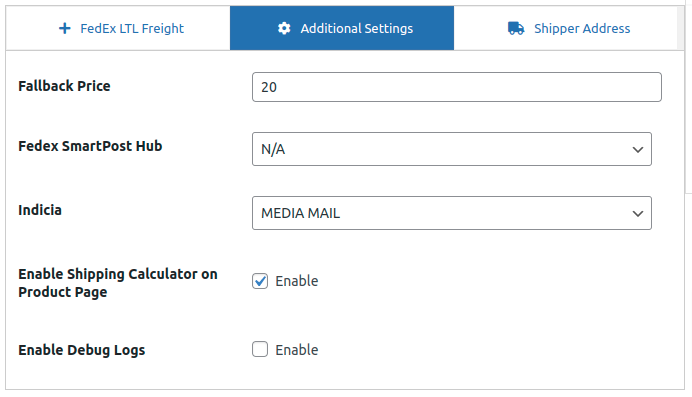 WooCommerce FedEx Shipping Settings