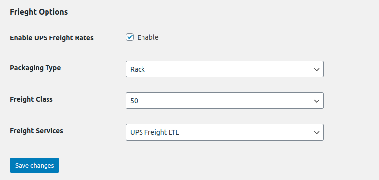 UPS Shipping Freight Option