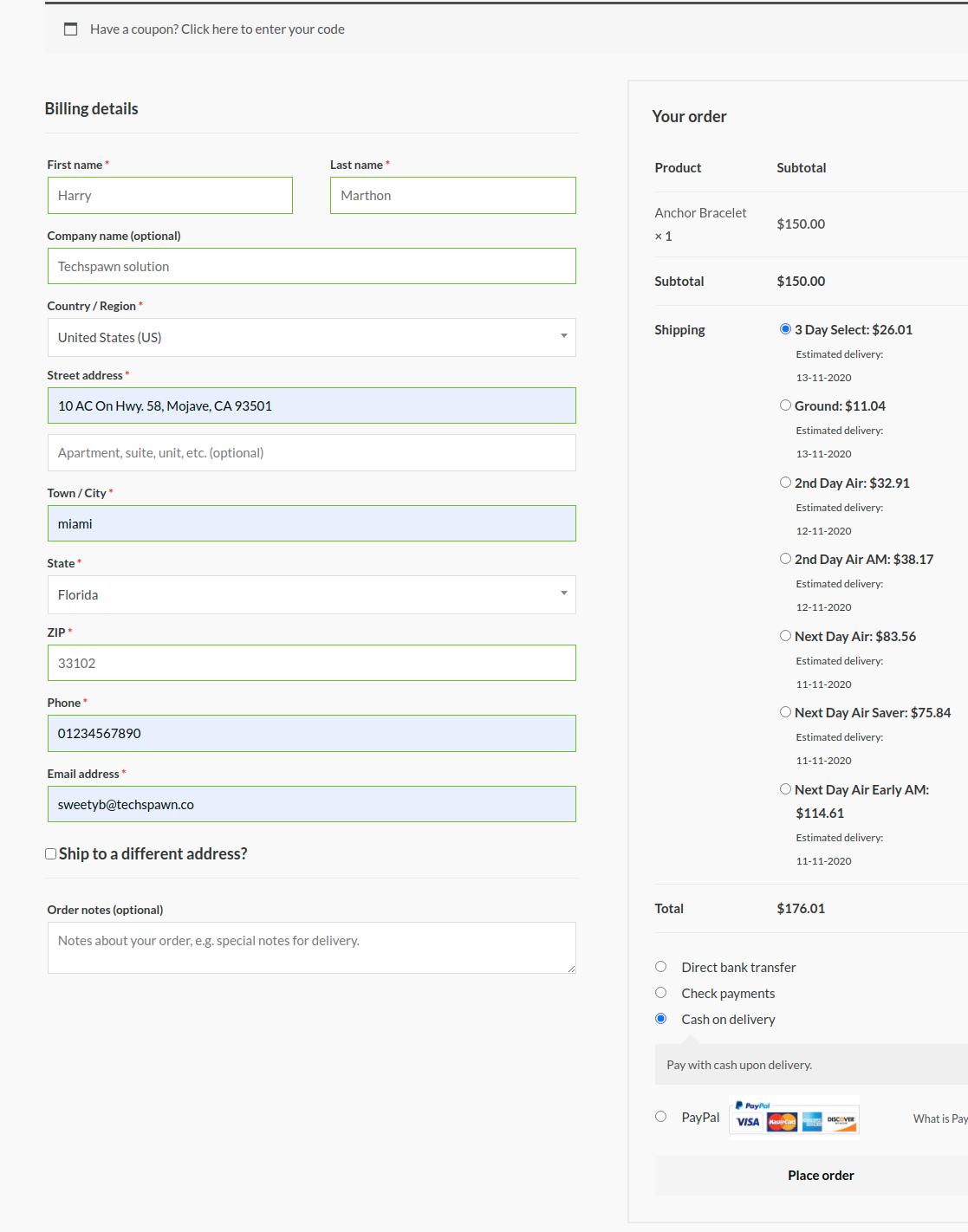 UPS Shipping Cart Label