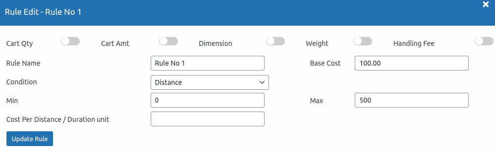 Distance Rate Shipping Rules