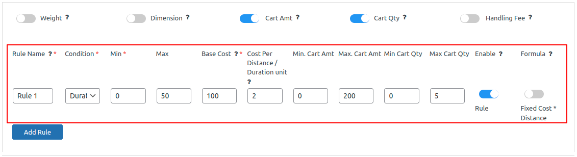 Shipping Working Example