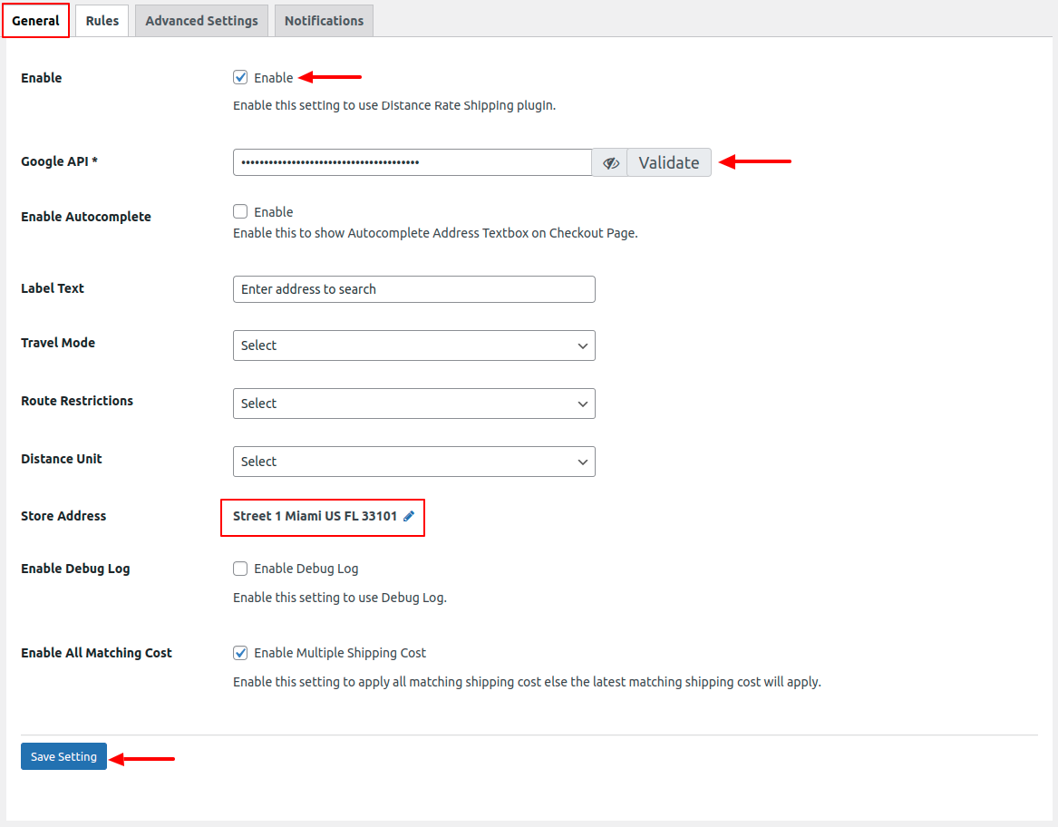 Distance Rate Shipping General Tab