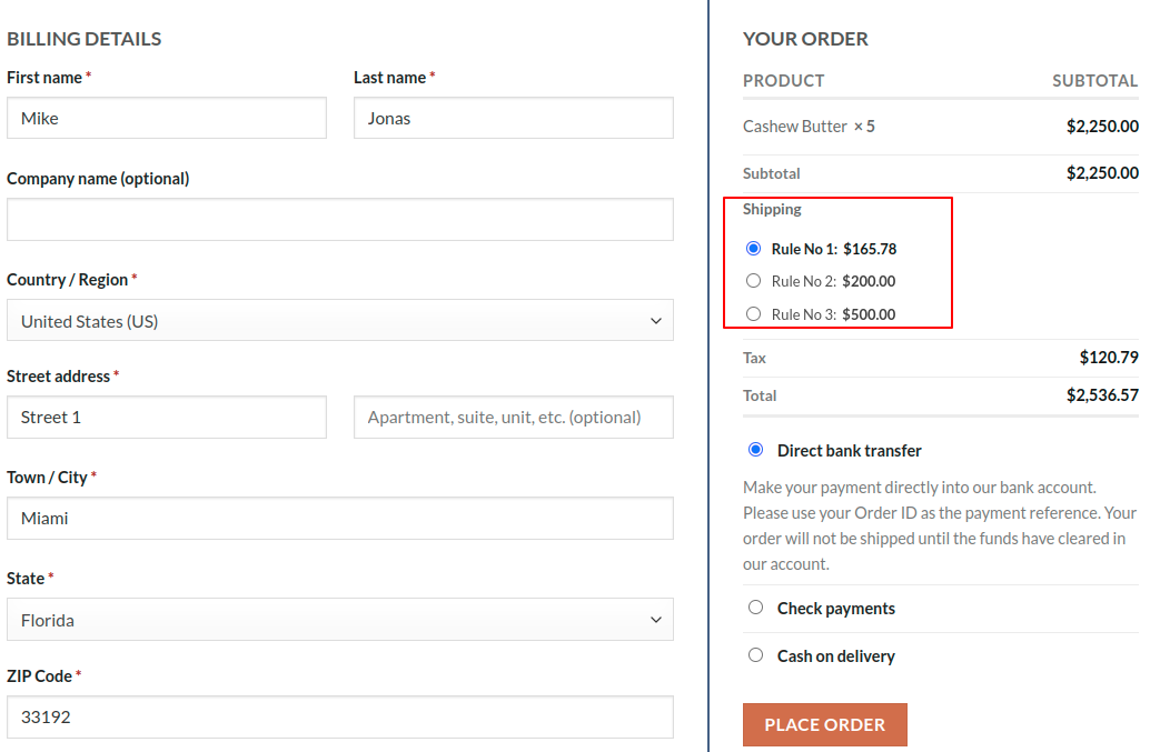 Shipping Working Example