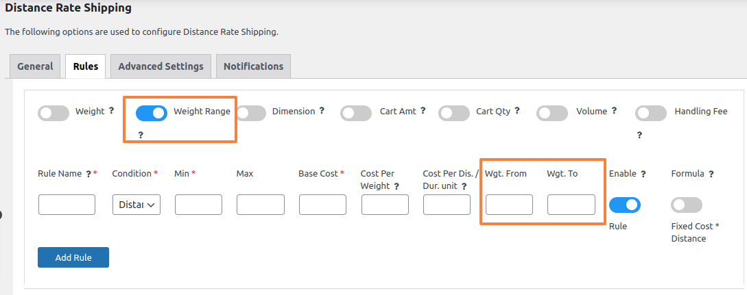Distance Rate Shipping Rules