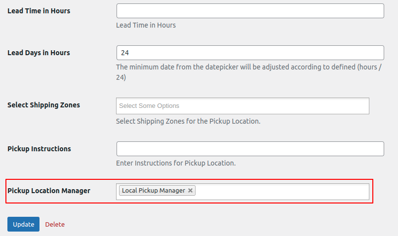 Local Pickup Manager Notification