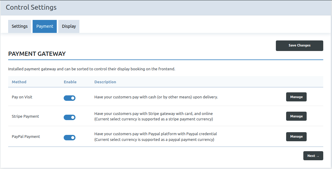 BookUpp WordPress Booking System Settings