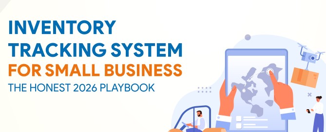 Inventory tracking system for small business dashboard on laptop and mobile with stock counts and reorder alerts