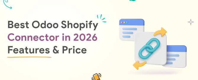Best Odoo Shopify connector 2026 showing two-way product, order and inventory sync between Odoo and Shopify